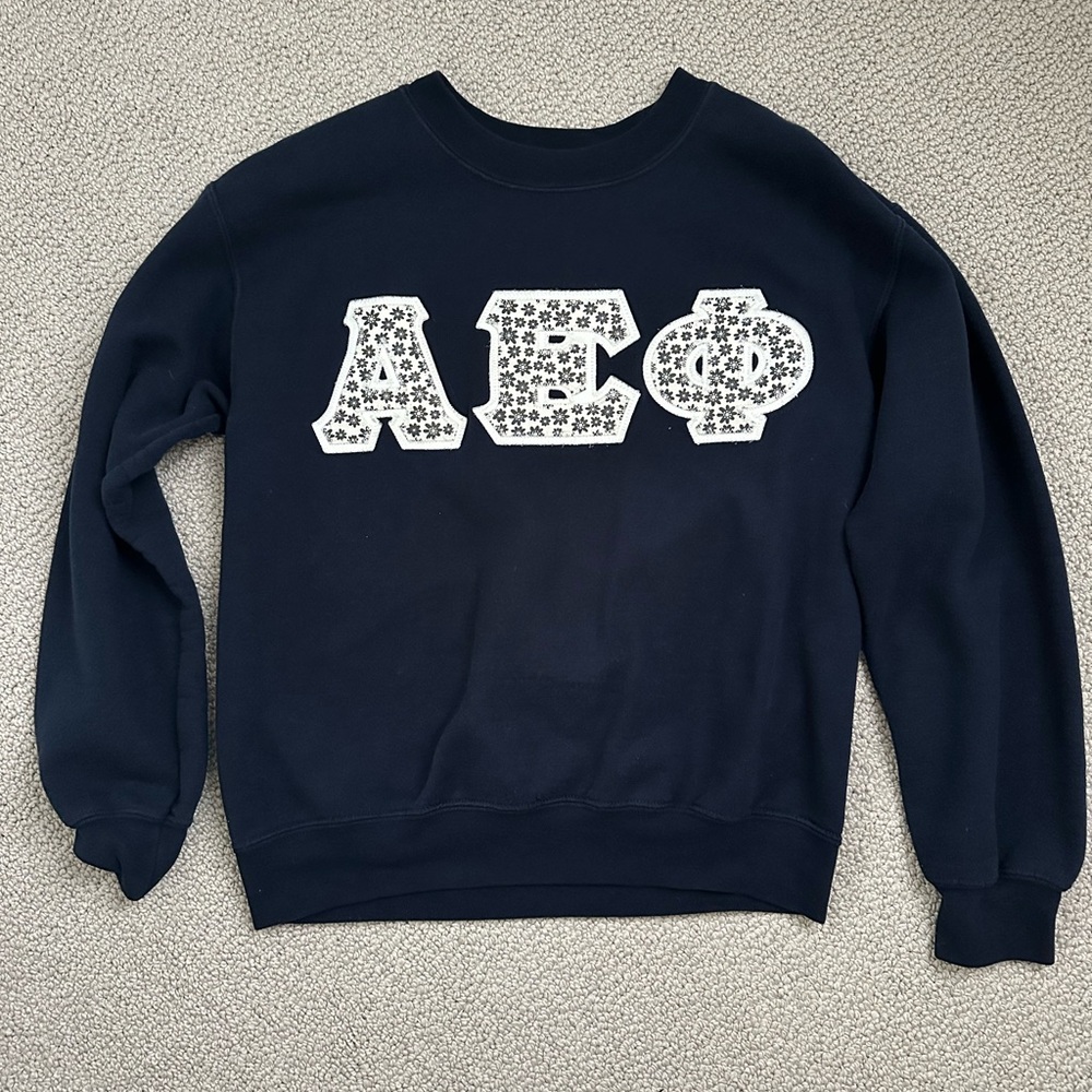 Navy blue sorority crew neck, AEPHI